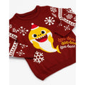 Maroon - Back - Baby Shark Childrens-Kids Knitted Christmas Jumper