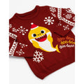 Maroon - Side - Baby Shark Childrens-Kids Knitted Christmas Jumper