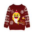 Maroon - Front - Baby Shark Childrens-Kids Knitted Christmas Jumper