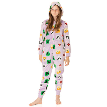 Pastel Purple - Pack Shot - Minecraft Girls All-Over Print Sleepsuit