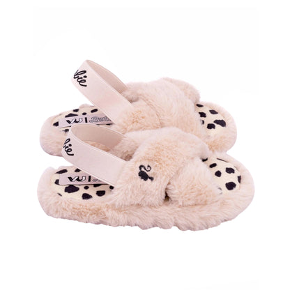 Pink - Back - Barbie Girls Faux Fur Slip-on Slippers