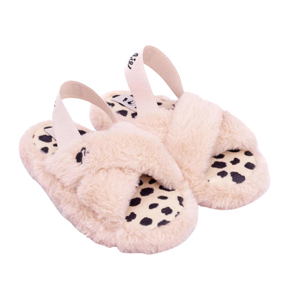 Pink - Front - Barbie Girls Faux Fur Slip-on Slippers