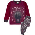Maroon-Grey - Front - Harry Potter Girls Long-Sleeved Pyjama Set