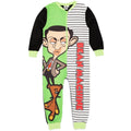 Green-White-Black - Front - Mr Bean Childrens-Kids Sleepsuit