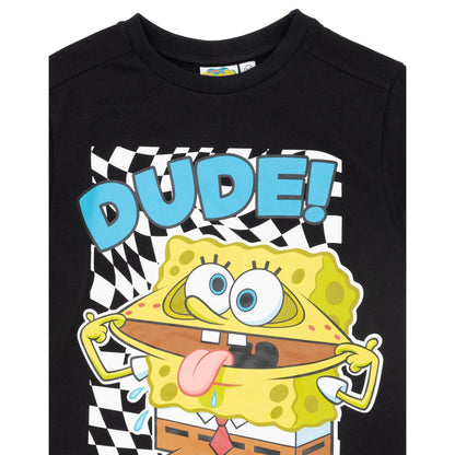 Black-White-Yellow - Side - SpongeBob SquarePants Childrens-Kids Dude T-Shirt