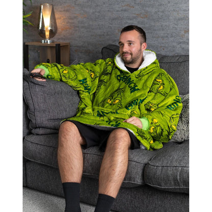 Green - Close up - The Grinch Unisex Adult Oversized Hoodie Blanket