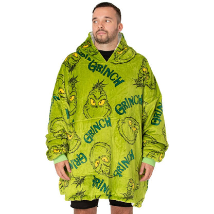 Green - Front - The Grinch Unisex Adult Oversized Hoodie Blanket