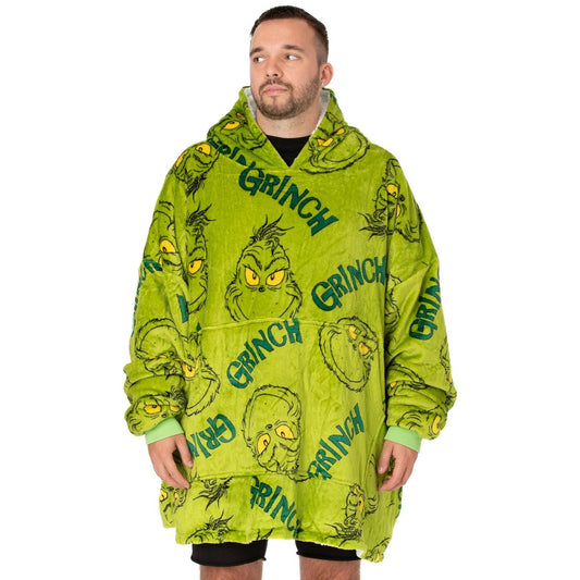 Green - Front - The Grinch Unisex Adult Oversized Hoodie Blanket