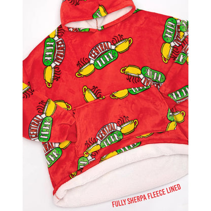 Red - Side - Friends Unisex Adult Oversized Hoodie Blanket