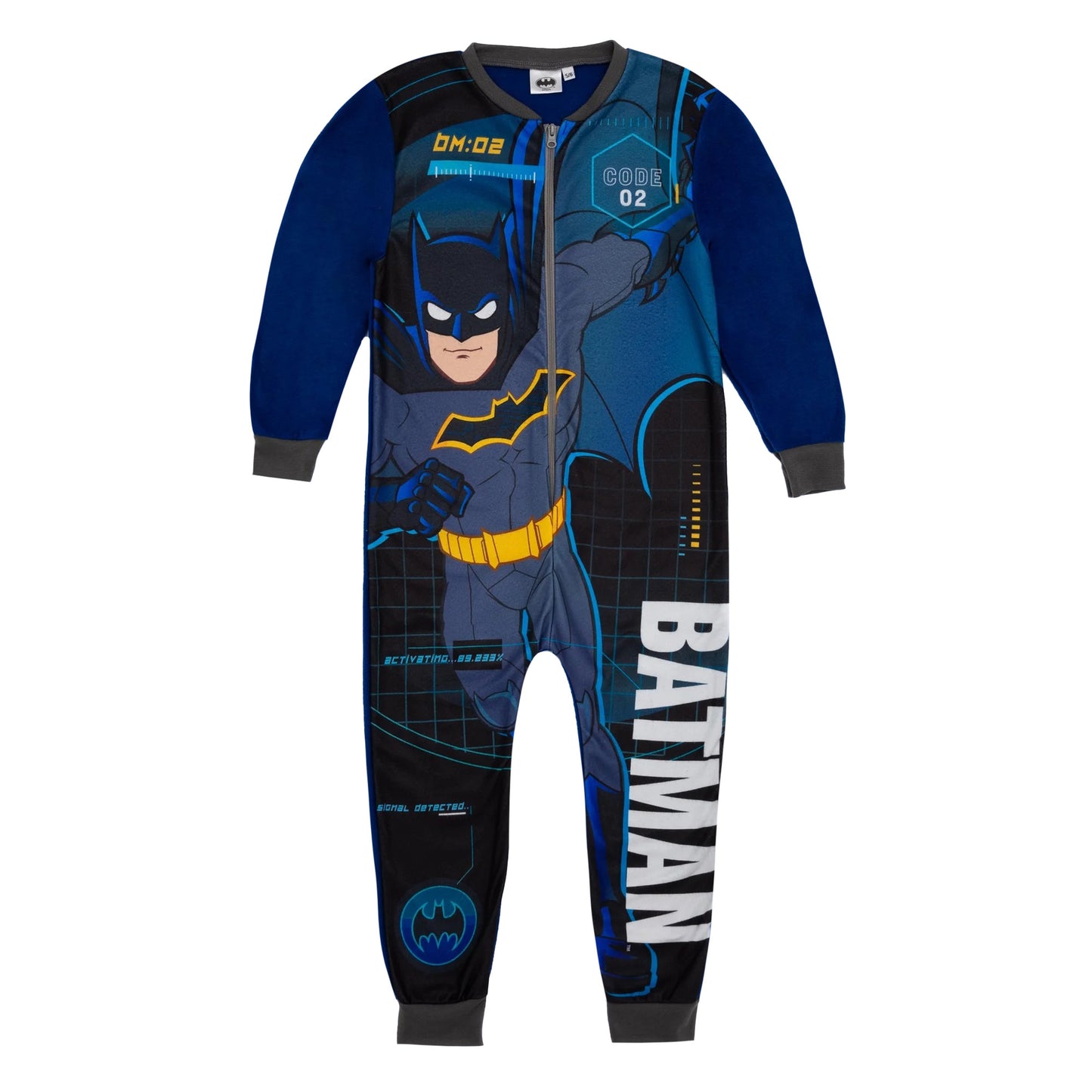 Black-Blue - Front - Batman Childrens-Kids Sleepsuit