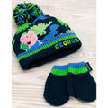 Blue-Green - Close up - Peppa Pig Childrens-Kids George Pig Hat And Gloves Set