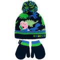 Blue-Green - Front - Peppa Pig Childrens-Kids George Pig Hat And Gloves Set