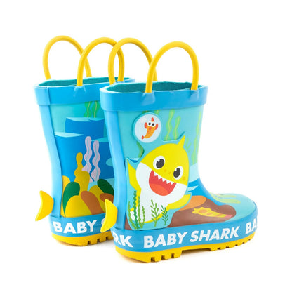 Blue-Yellow - Back - Baby Shark Childrens-Kids Wellington Boots