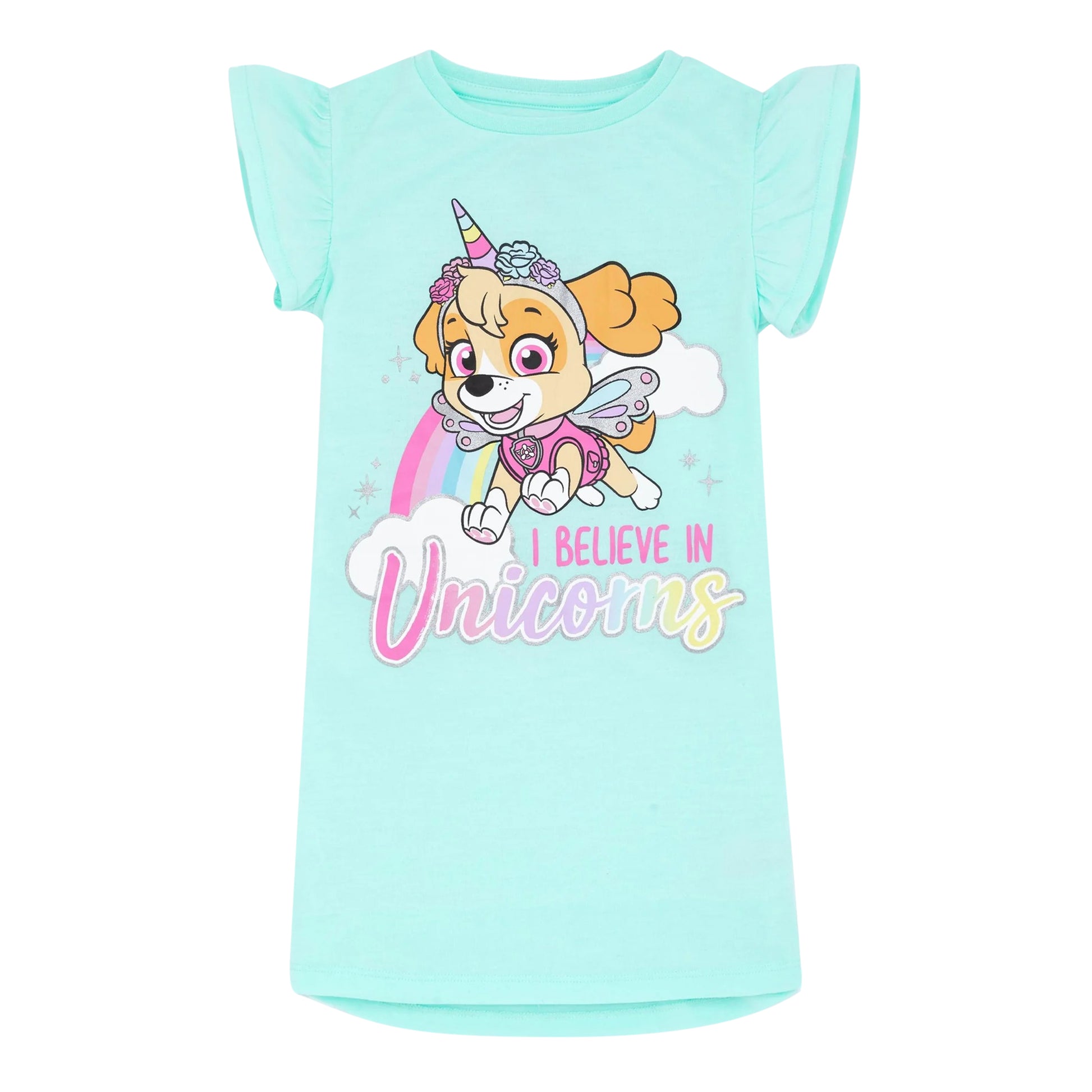 Pink-Blue - Side - Paw Patrol Girls Skye Unicorn Nightie (Pack of 2)