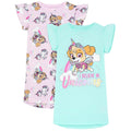 Pink-Blue - Front - Paw Patrol Girls Skye Unicorn Nightie (Pack of 2)