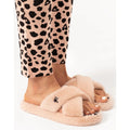 Pink-Black - Pack Shot - Barbie Womens-Ladies Crossover Fluffy Slippers