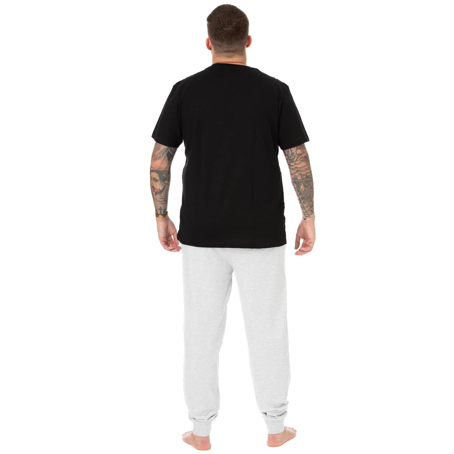 Black-White-Grey - Back - Star Wars: The Mandalorian Mens Splattered Pyjama Set