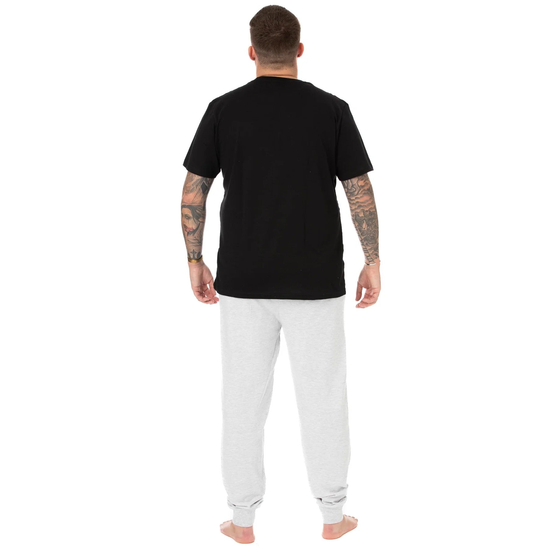 Black-White-Grey - Back - Star Wars: The Mandalorian Mens Splattered Pyjama Set