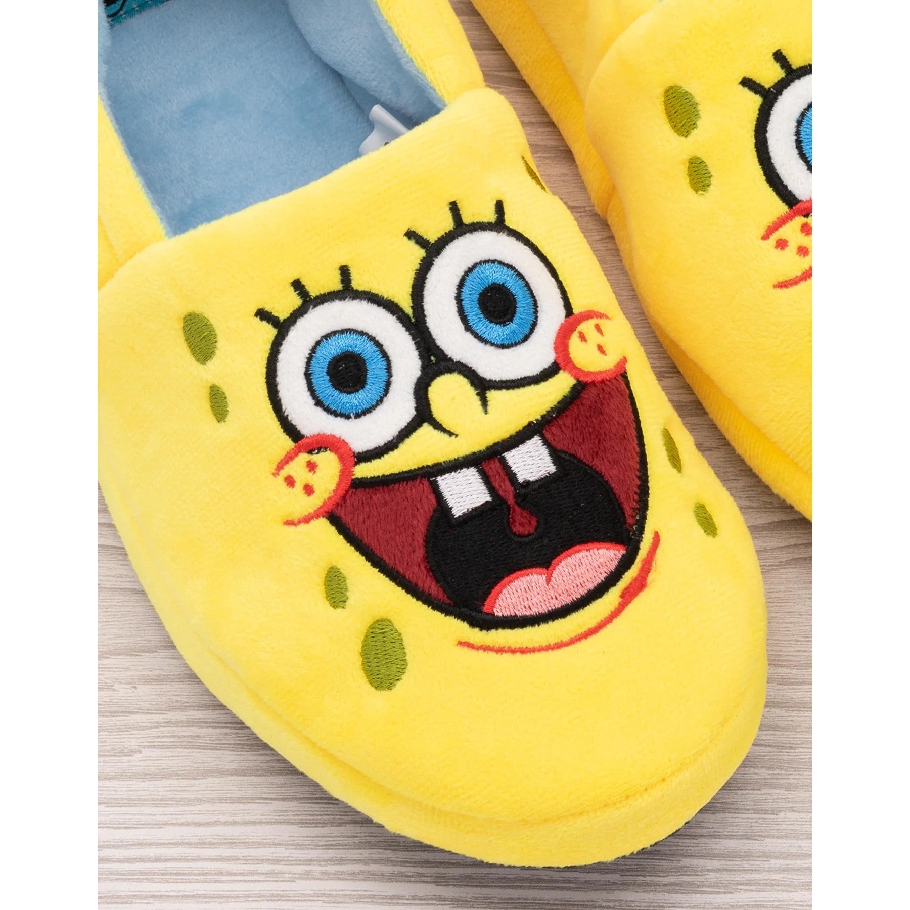 Yellow-Blue - Pack Shot - SpongeBob SquarePants Childrens-Kids Face Slippers