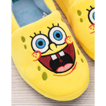 Yellow-Blue - Pack Shot - SpongeBob SquarePants Childrens-Kids Face Slippers