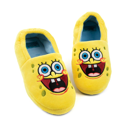 Yellow-Blue - Front - SpongeBob SquarePants Childrens-Kids Face Slippers