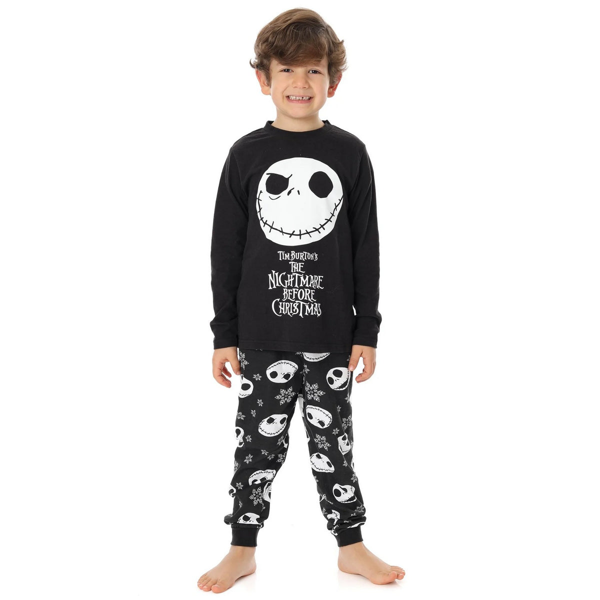 Black-White - Side - Nightmare Before Christmas Boys Jack Skellington Long Pyjama Set