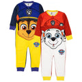 Blue-Yellow-White - Front - Paw Patrol Childrens-Kids Chase & Marshall Sleepsuit (Pack of 2)