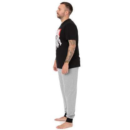 Black-Grey - Side - Marvel Mens Superhero Pyjama Set