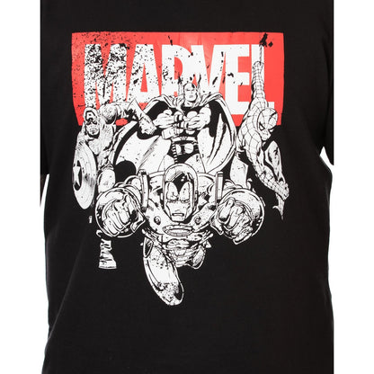 Black-Grey - Close up - Marvel Mens Superhero Pyjama Set