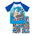 Blue-Black - Front - Sonic The Hedgehog Boys Ring Two-Piece Swimsuit