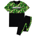 Black-Green - Back - Minecraft Childrens-Kids Creeper Short Pyjama Set