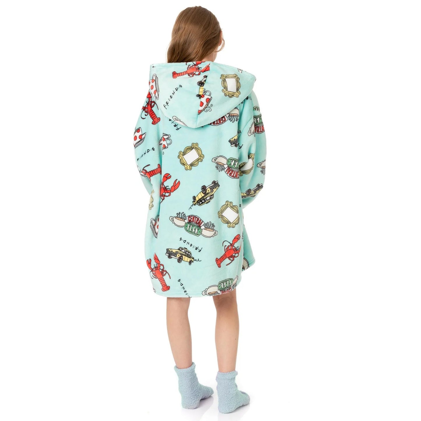 Blue - Back - Friends Childrens-Kids Oversized Hoodie Blanket