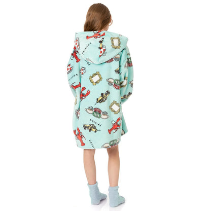 Blue - Back - Friends Childrens-Kids Oversized Hoodie Blanket