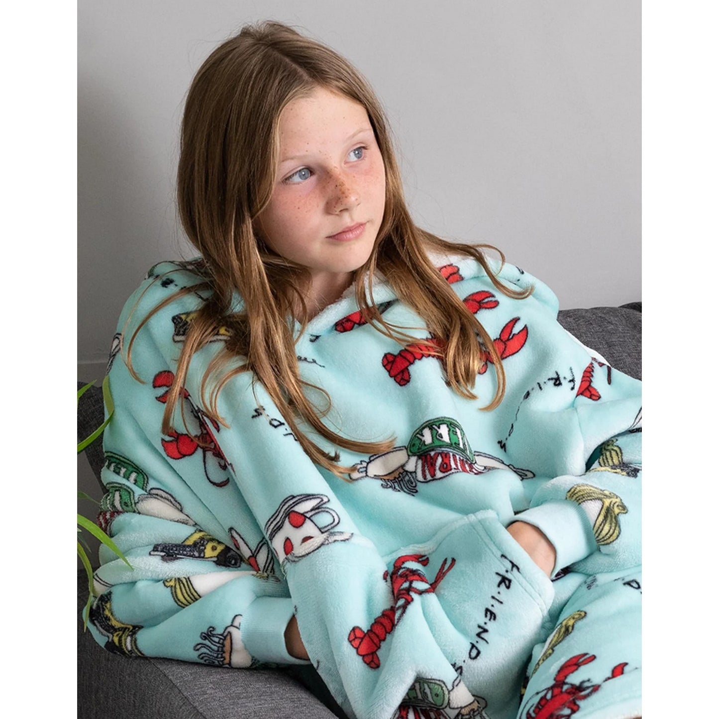 Blue - Close up - Friends Childrens-Kids Oversized Hoodie Blanket