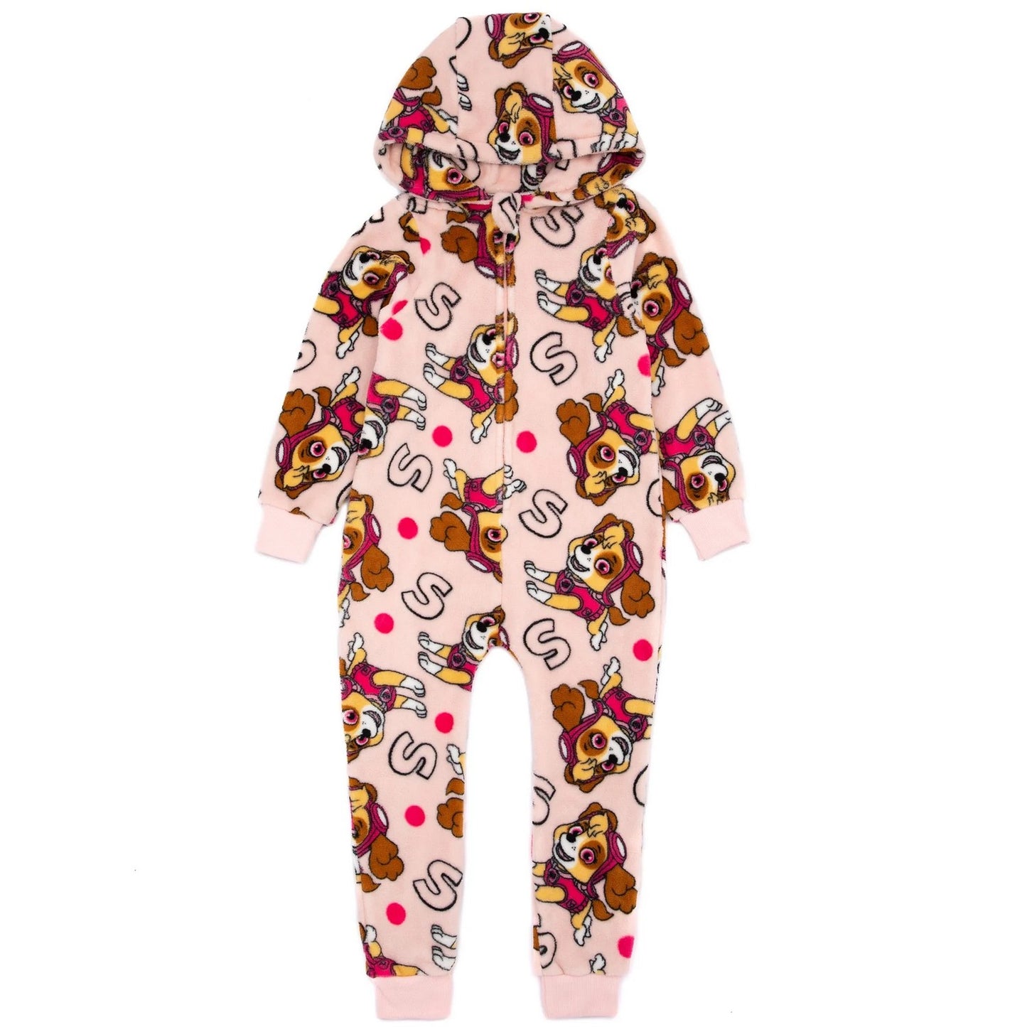 Pink - Front - Paw Patrol Girls Skye Hooded Sleepsuit