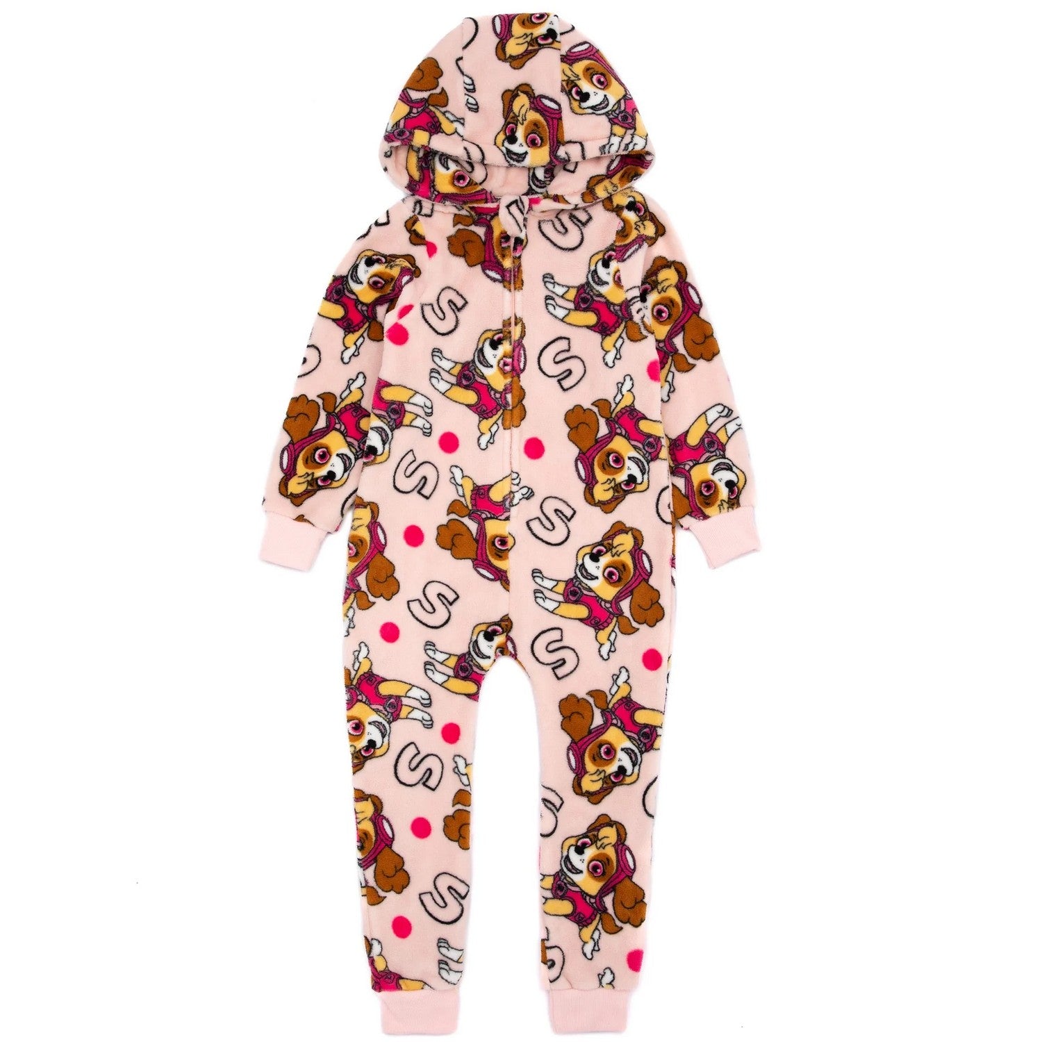 Pink - Front - Paw Patrol Girls Skye Hooded Sleepsuit
