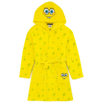 Yellow - Front - SpongeBob SquarePants Childrens-Kids Face Dressing Gown