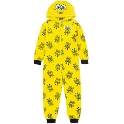 Yellow - Front - SpongeBob SquarePants Childrens-Kids Repeat Print Sleepsuit