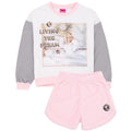 White-Grey-Pink - Front - Barbie Girls Living The Dream Fleece Pyjama Set