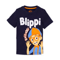 Navy - Front - Blippi Childrens-Kids Hello T-Shirt