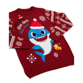 Maroon - Back - Baby Shark Mens Daddy Shark Knitted Christmas Jumper