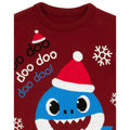 Maroon - Pack Shot - Baby Shark Mens Daddy Shark Knitted Christmas Jumper