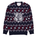 Blue-Red-White - Front - Harry Potter Unisex Adult Hogwarts Crest Knitted Christmas Jumper