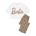 White-Brown - Front - Barbie Womens-Ladies Animal Print Pyjama Set