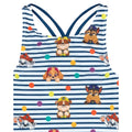 Navy-White - Side - Paw Patrol Girls Striped One Piece Swimsuit