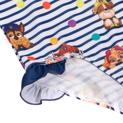 Navy-White - Pack Shot - Paw Patrol Girls Striped One Piece Swimsuit