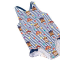 Navy-White - Close up - Paw Patrol Girls Striped One Piece Swimsuit