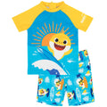 Blue-Yellow - Front - Baby Shark Boys Surf´s Up! Two-Piece Swimsuit