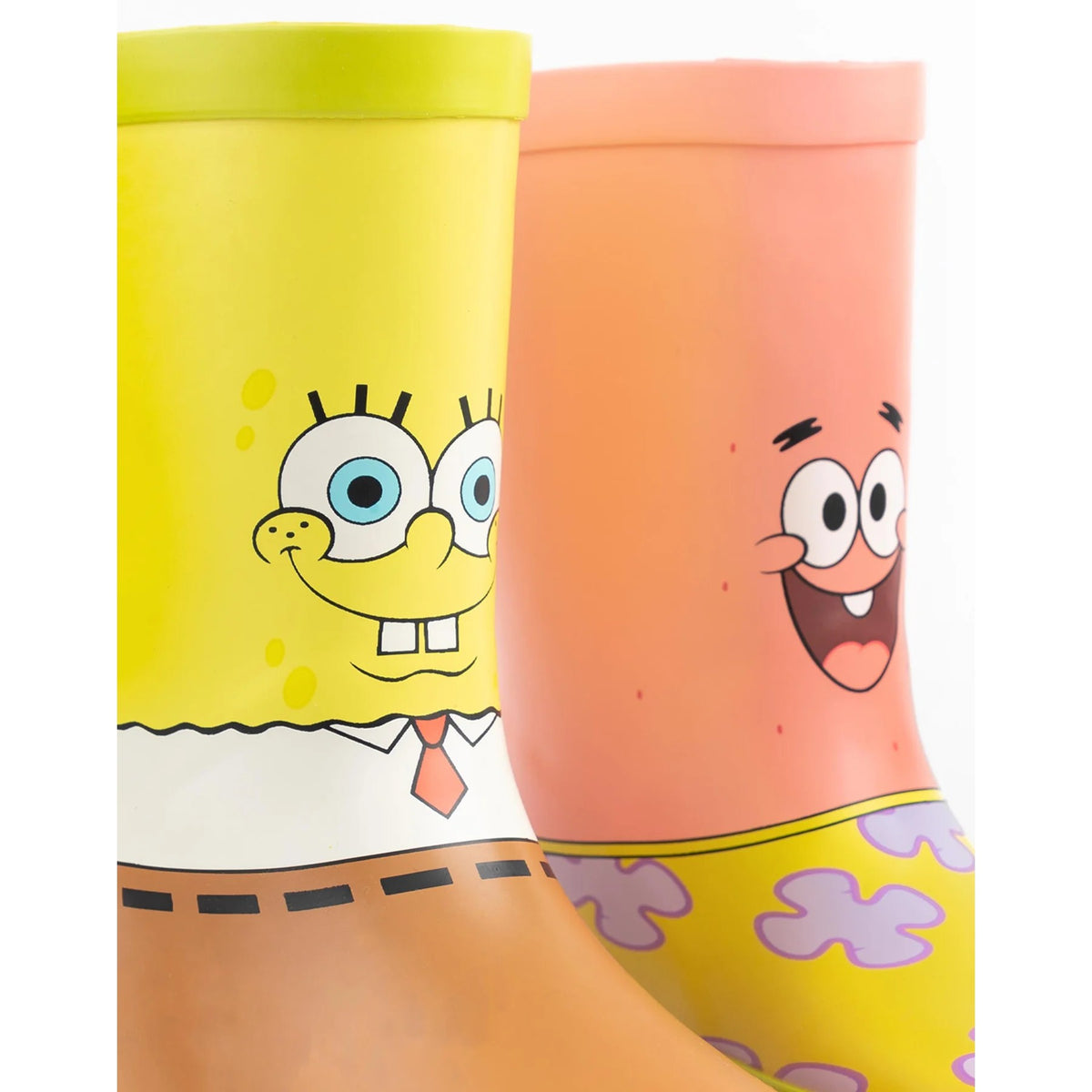 Yellow-Pink-Brown - Pack Shot - SpongeBob SquarePants Childrens-Kids Character Wellington Boots
