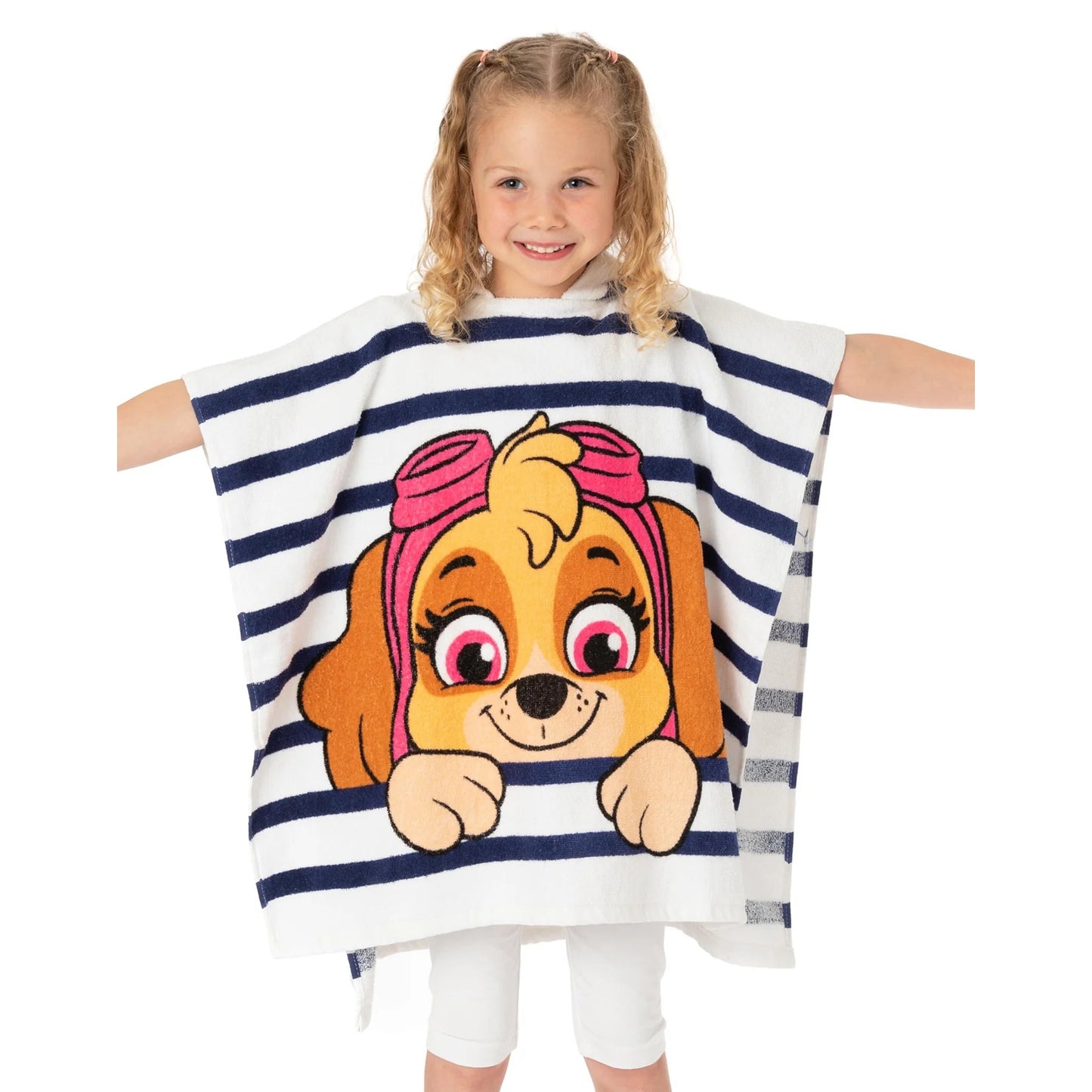 White-Navy - Side - Paw Patrol Childrens-Kids Skye Hooded Towel